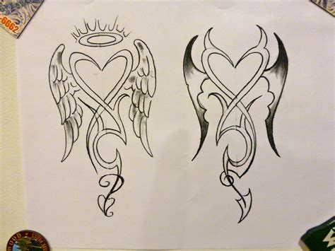 luciferous tattoo|angel and devil tattoo drawing.